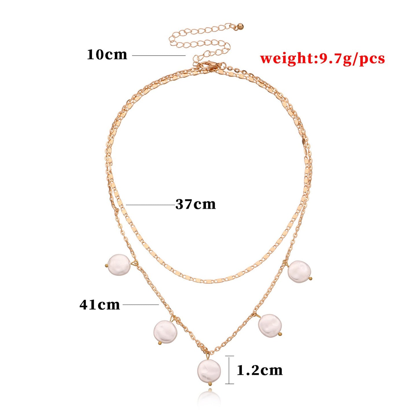 Jewelry Fashion Round Cake Pearl Pendant Necklace Femininity Simple Chain Multilayer Necklace