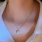 Simple Opal Heart Necklace Female Light Luxury Design Sense Net Red Little Peach Heart Clavicle Chain