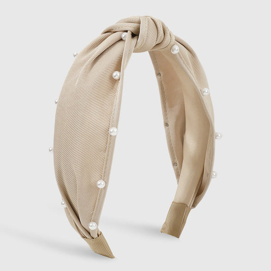 F486 fashion small fragrant nail beads pure color girl hair hoop age-reducing sweet geometric wide-brimmed knotted head hoop