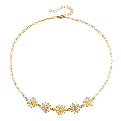 Jewelry Retro Simple Ethnic Color Daisy Necklace Trendy Hip Hop Metal Necklace Female