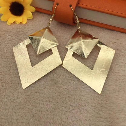 Three-dimensional rhombus double-layer exaggerated retro earrings Indian ladies earrings jewelry