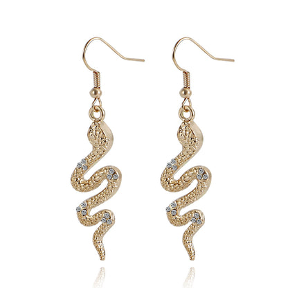 Jewelry ins micro-inlaid diamond snake-shaped pendant retro earrings female earrings high-end niche earrings