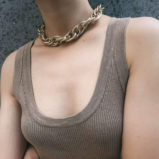 Jewelry simple and indifferent interlocking necklace hip-hop metal chain short necklace female