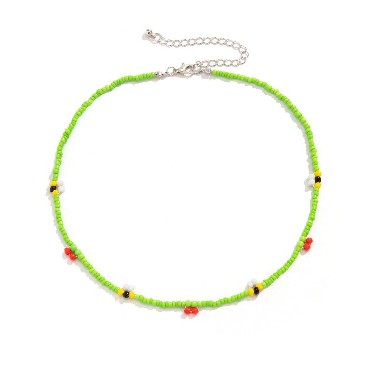 Jewelry Creative Contrasting Color Rice Bead Beaded Necklace Women's Simple Geometric Imitation Pearl Single Layer Necklace