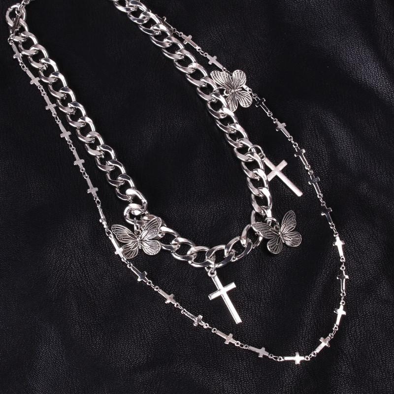 Accessories creative hip-hop necklace street style ins cross multi-layer suit necklace female