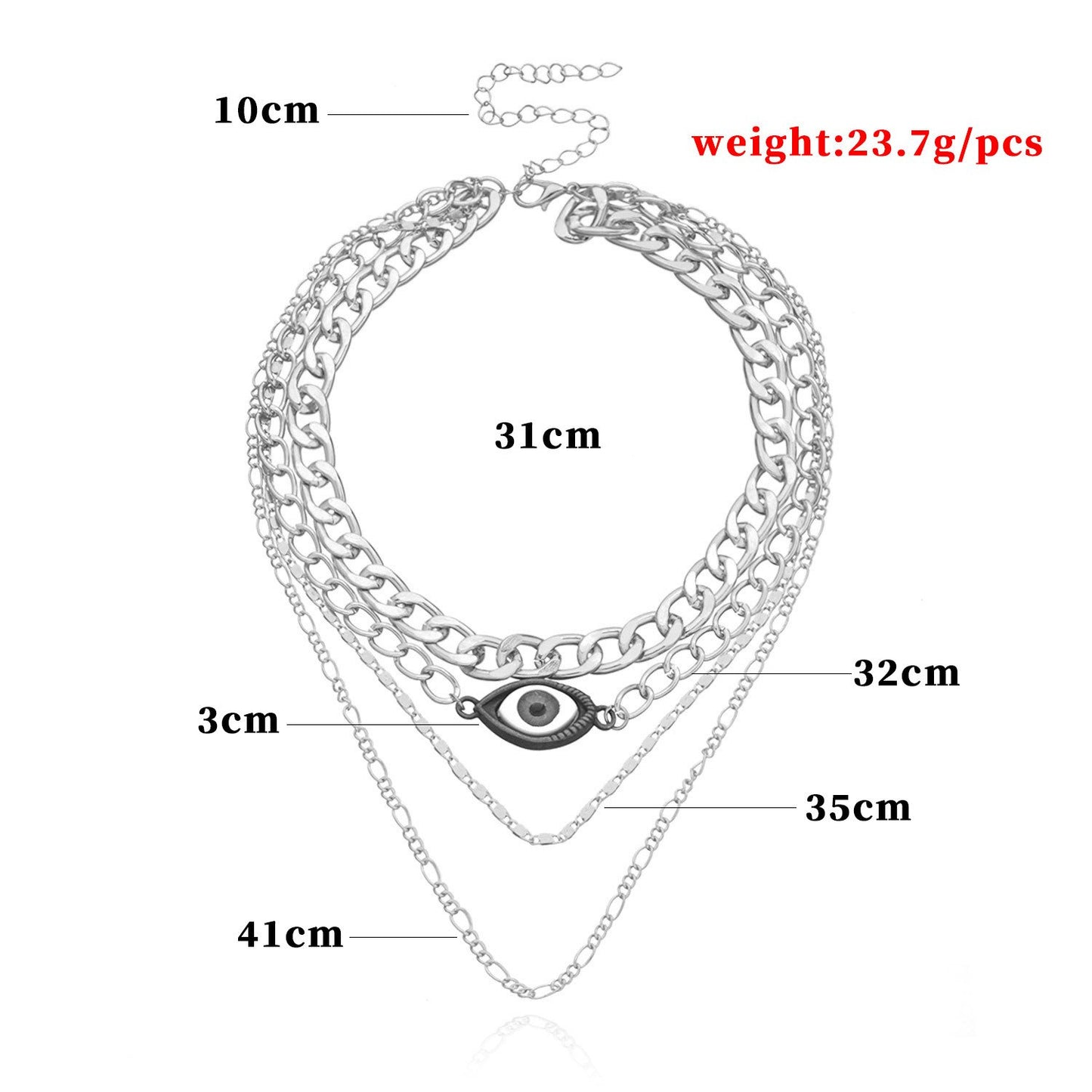Jewelry exaggerated alloy devil's eye pendant necklace female handmade fashion weight eye necklace