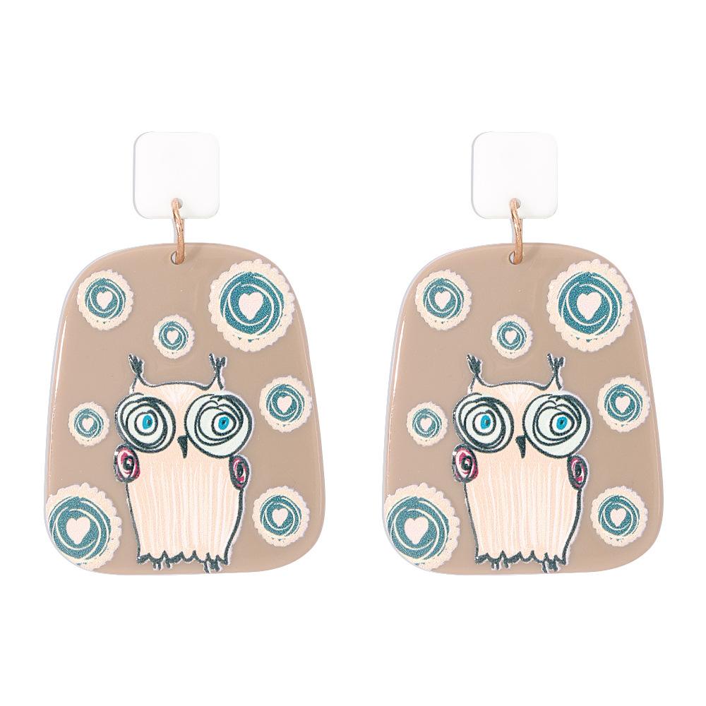 E9676 Earrings Female Cute Cartoon Owl Giraffe Earrings Creative Geometric Fun Earrings