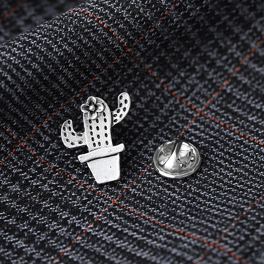 ins mini cactus brooch men and women with the same paragraph retro fashion old metal collar pin suit brooch