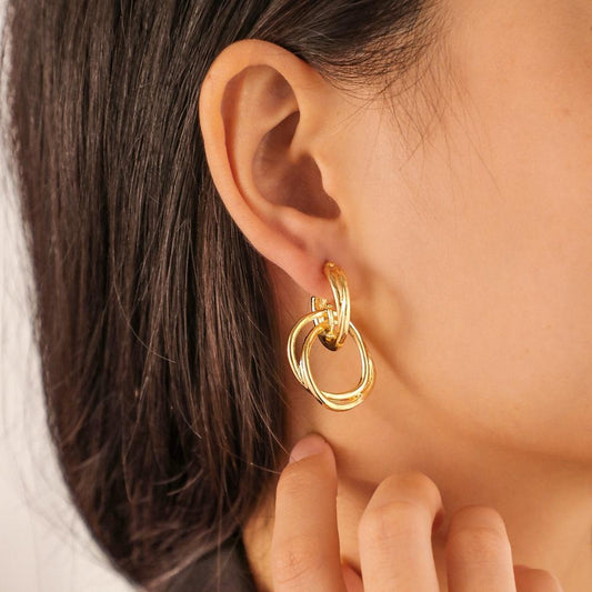 Jewelry fashion C-shaped simple earrings creative temperament double circle trendy lady earrings