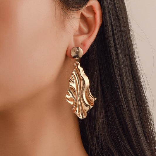 Irregular exaggerated fold earrings trendy street style geometric earrings