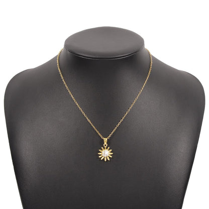 N9125 Sun Moon Pendant Necklace Niche Ladies Fashion Necklace Hong Kong Light Luxury Simple Clavicle Chain
