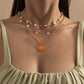 Holiday Stacked Daisy Flower Rice Bead Necklace Female Sequin Tassel Sweet Cool Drip Nectarine Heart Necklace