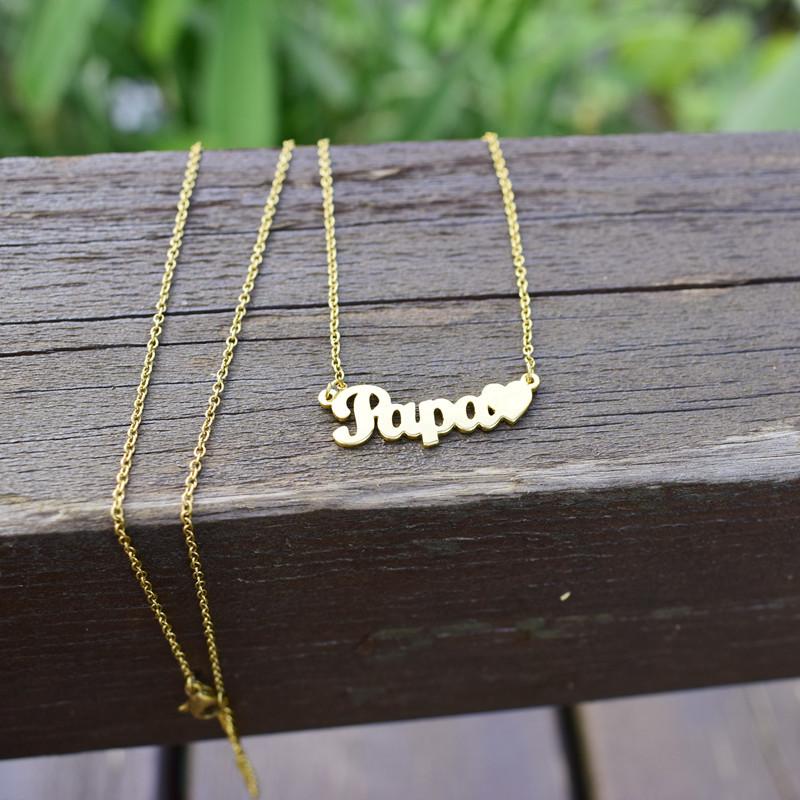 Papa Stainless Steel Alphabet Necklace Female "I Love Dad" Father's Day Gift Necklace