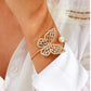 B144 Fashion Hollow Shining Diamond Bracelet Pearl Butterfly Opening Light Luxury Romantic Personality Bracelet Women