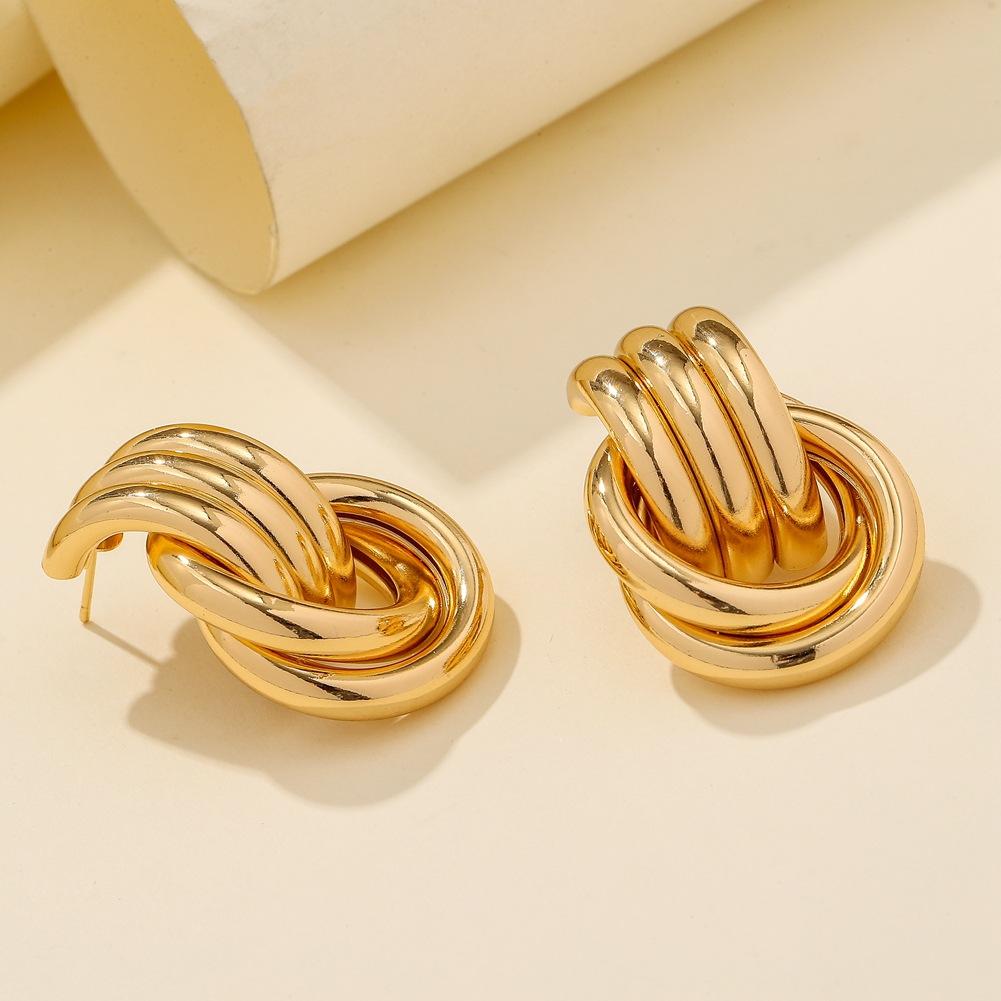 Ear Jewelry Simple Metal Line Circle Double Hoop Earrings Fashion Ladies Earrings