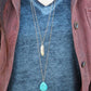 Necklace Lasso Turquoise Bead Big Leaf All-Match Ladies Multilayer Necklace