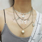 Jewelry retro shaped baroque cross multi-layer lock with key mix and match chain necklace