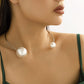 Jewelry Simple Geometric Imitation Pearl Necklace Female Personality Metal Stitching Ball Collar Necklace