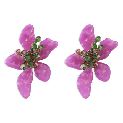 E1898ZA Personality plate color flower earrings niche acrylic three-dimensional fashion earrings women