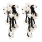 E1994 Creative hand-woven rice bead resin earrings niche design cold flower earrings