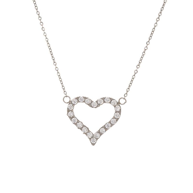 Titanium Steel Hollow Heart Necklace Ladies Full Diamond Exquisite Peach Heart Internet Celebrity Clavicle Chain Birthday Gift