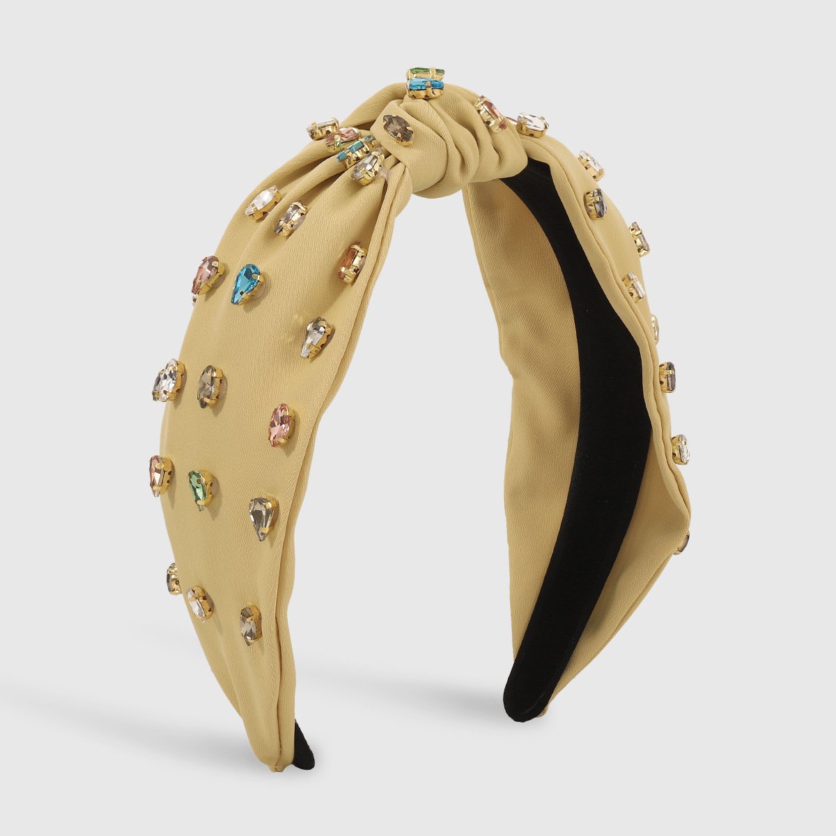 F221 wide-brimmed fabric headband fashion stained glass diamond knotted headband versatile hair accessories