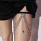 Multilayer Metal Chain Turquoise Stretch Leg Chain Female Bohemian Trend Exaggerated Body Chain Jewelry