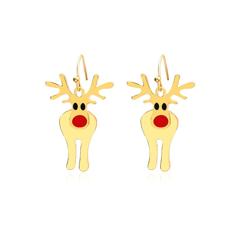 Christmas series earrings cartoon cute dripping oil simulation snow elk earrings autumn and winter