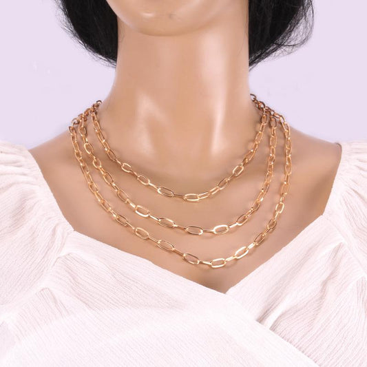 Jewelry Punk Fashion Trend Metal Necklace Stage Performance Multilayer Chain Jewelry