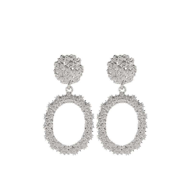 Personalized Geometric Frosted Stud Earrings Exaggerated Circle Embossed Ladies Earrings