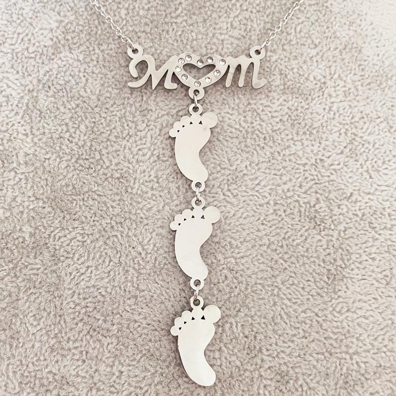 Personalized Custom Family Foot Necklace Female Name Full Diamond Clavicle Chain