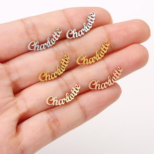 Explosive stainless steel name Charlotte earrings personalized letter earrings DIY English name