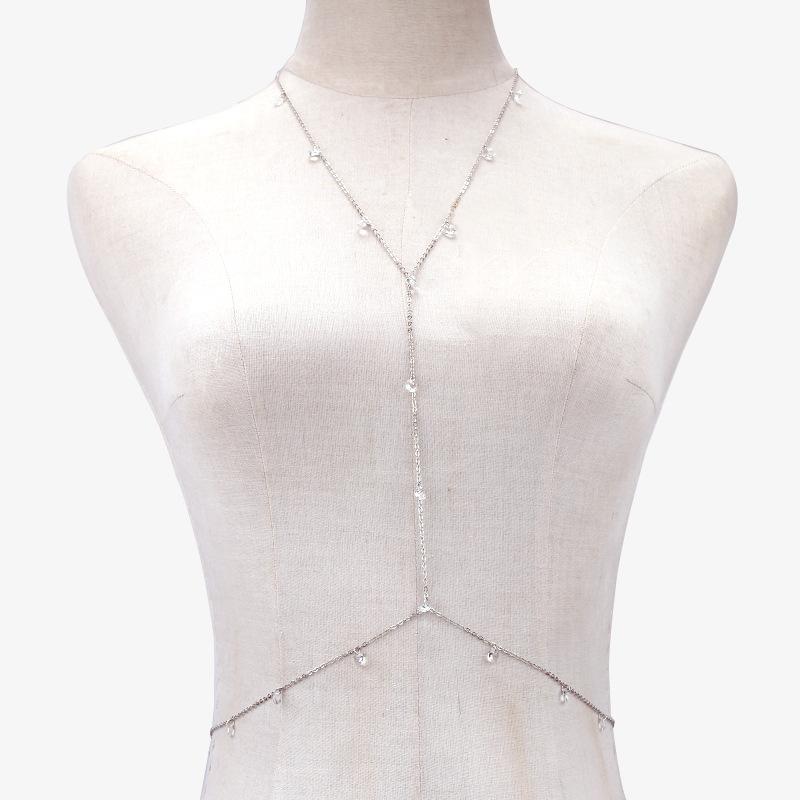 Fashion Flash Diamond Pendant Beach Body Chain Fashion Sexy Chest Chain Jewelry Sling Clothes Accessories