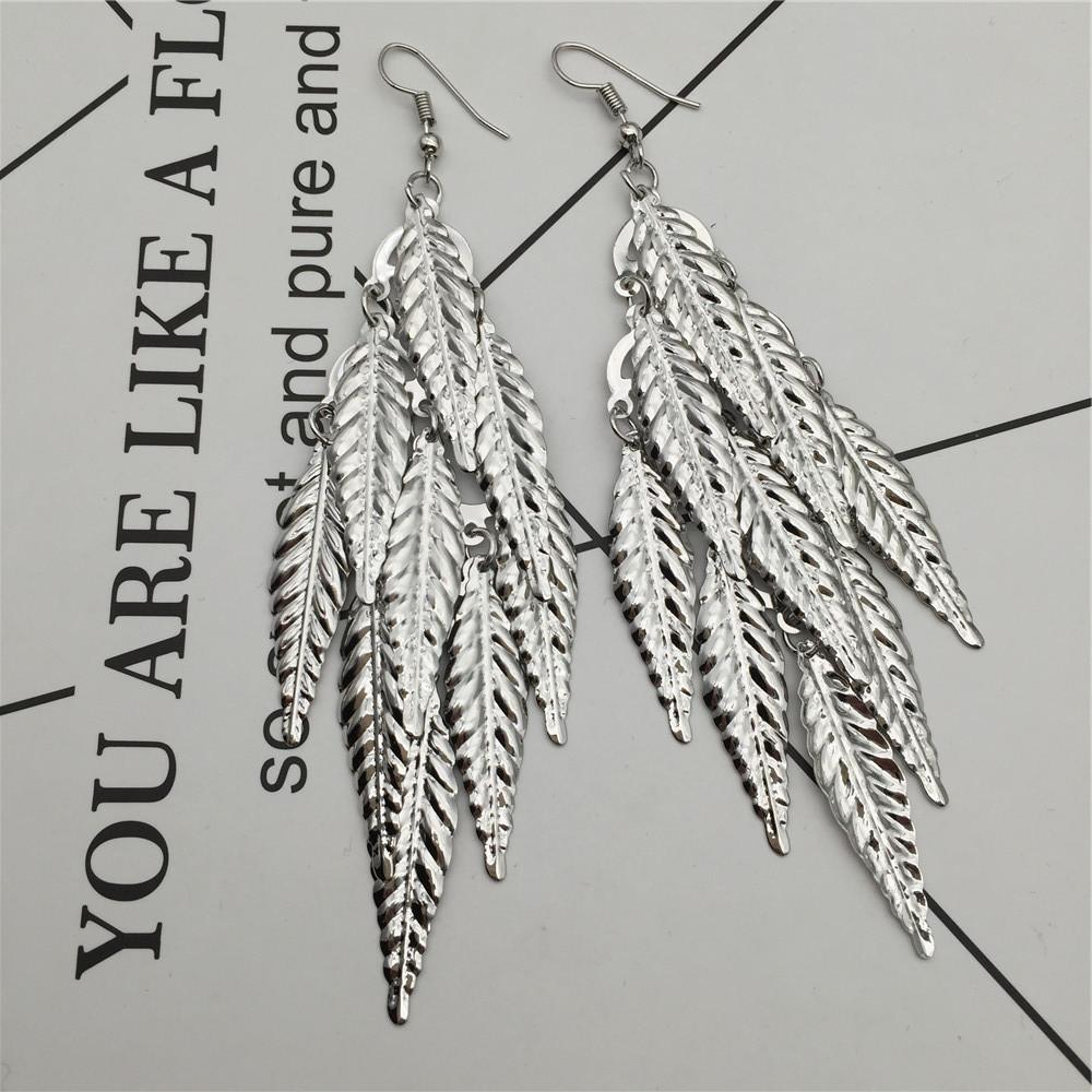 Three-dimensional pattern strip leaf earrings long women's earrings metal earrings stall jewelry