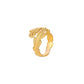 Fashion personality adjustable love stainless steel open ring simple feather leaf heart-shaped ring jewelry