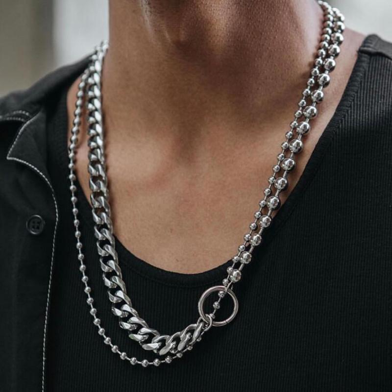 Jewelry Versatile Set Beads Handmade Necklace Personality Asymmetric Hip-Hop Geometric Chain Necklace