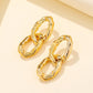 Autumn and winter fashion CCB exaggerated double-ring earrings 18K gold metal texture hip-hop chain earrings