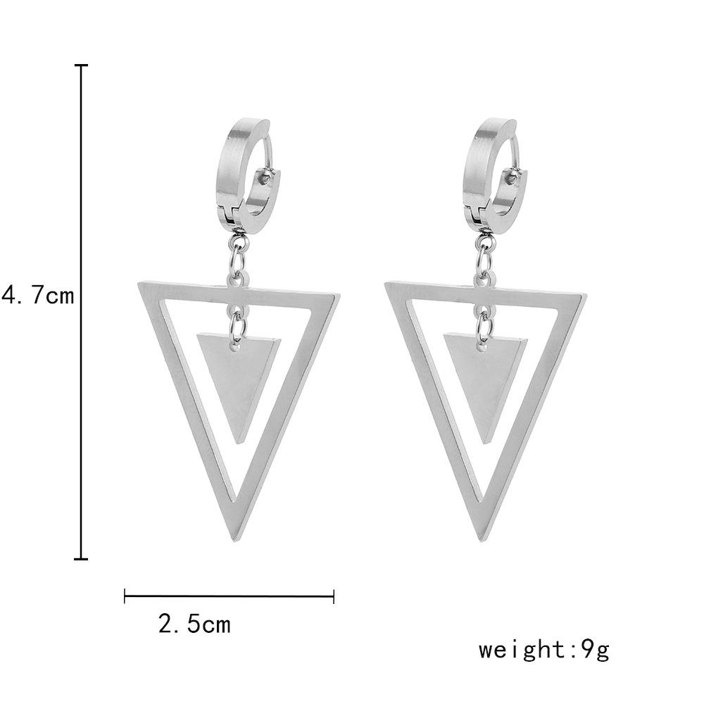 Trendy fashion independent design men's creative simple stainless steel triangle personality earrings earrings