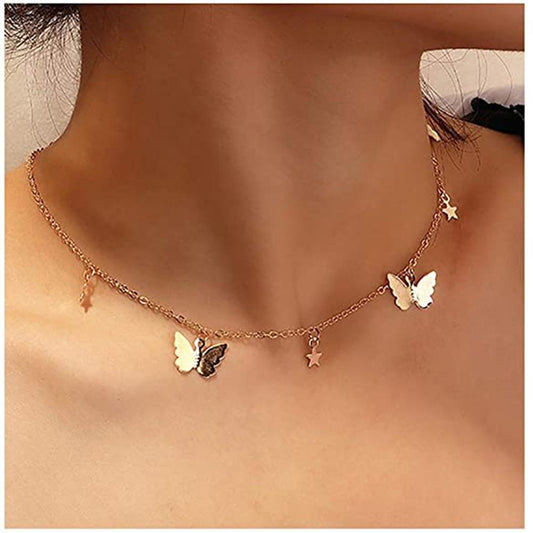 Jewelry Simple Fashion Butterfly Necklace Personality Popular Five-pointed Star Clavicle Chain Women's Accessories