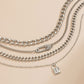 Jewelry Hip Hop Trend Diamond Pin Lock Necklace Female Simple Metal Chain Clavicle Necklace