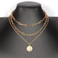 Net red same necklace hip-hop portrait coin pendant clavicle chain multi-layer chain necklace sweater chain jewelry