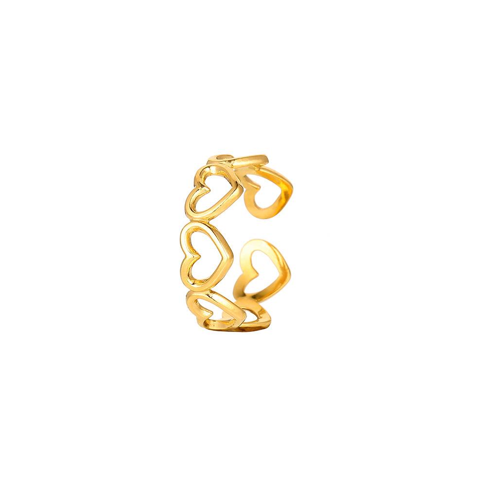 ins stainless steel hollow love design open ring fresh sweet simple fashion ladies ring
