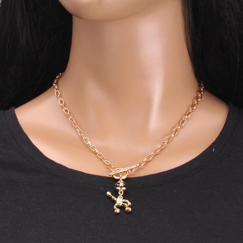 Creative jewelry ins niche funny design can turn head alien pendant necklace clavicle chain female