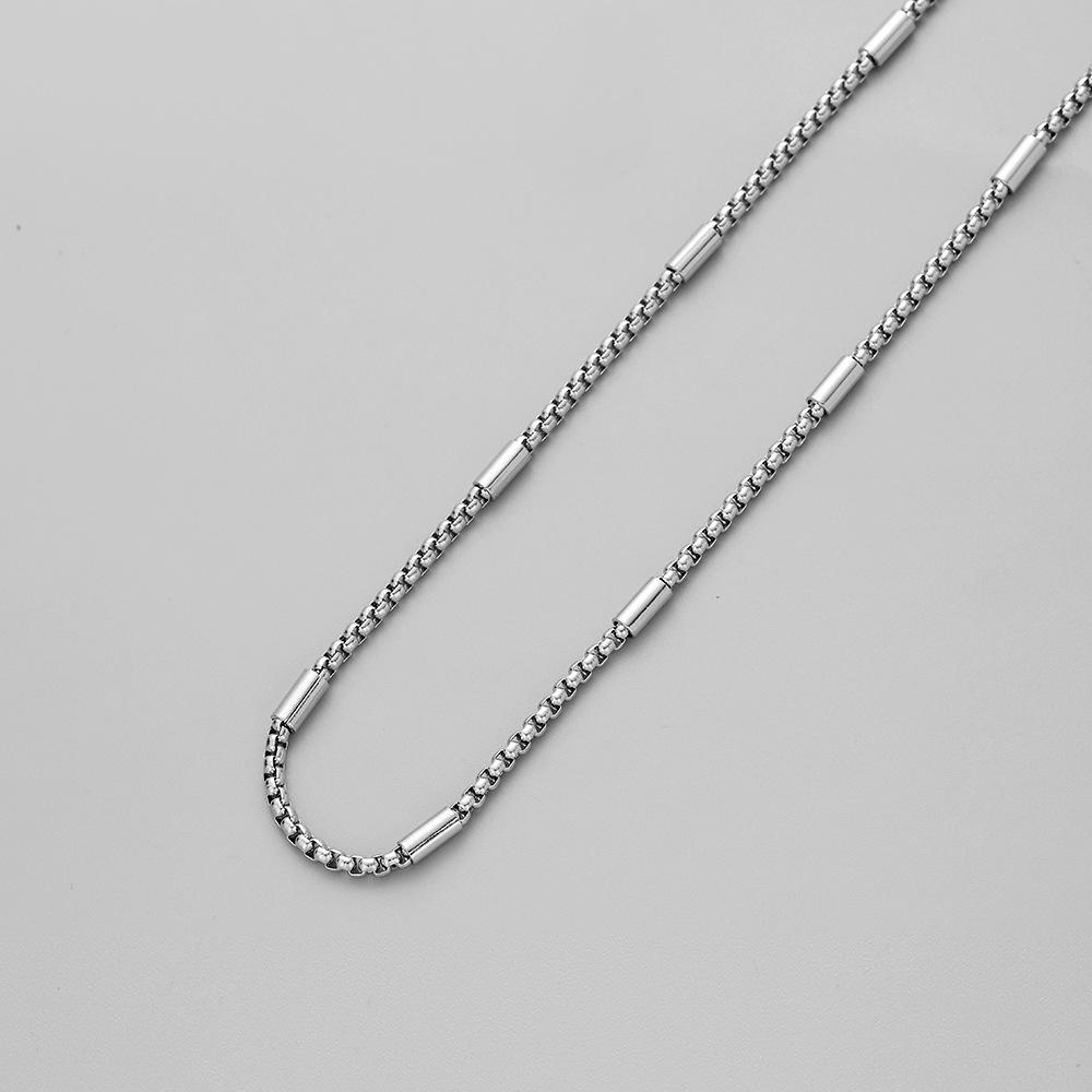 Fashion Simple Men's Stainless Steel Square Pearl Bamboo Single Chain Necklace Versatile Personality