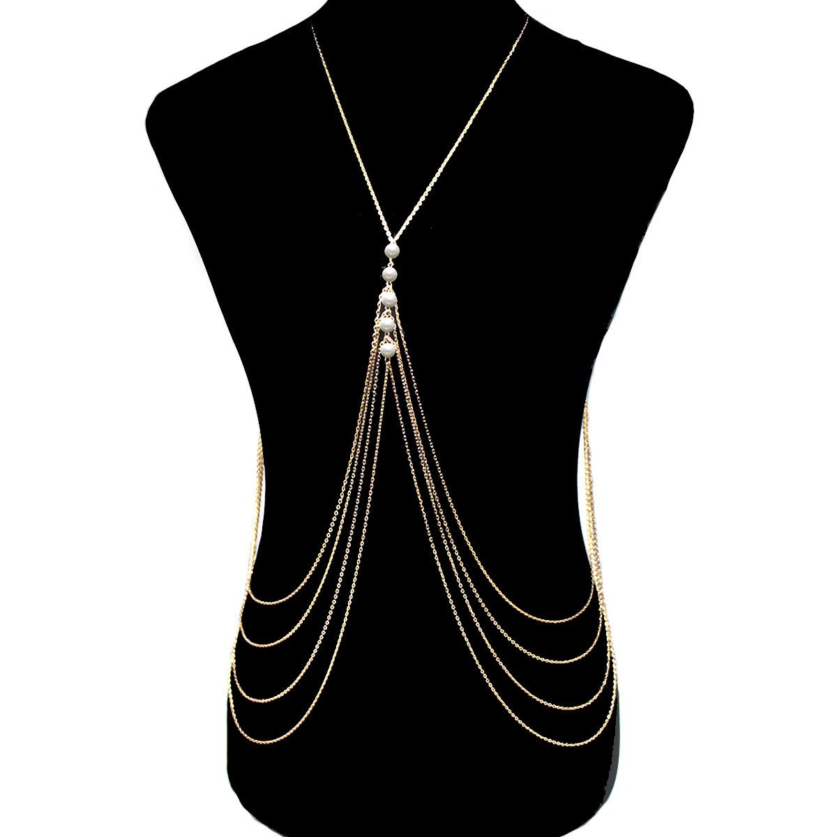 Fashion Exaggerated Multilayer Tassel Pearl Body Chain Necklace