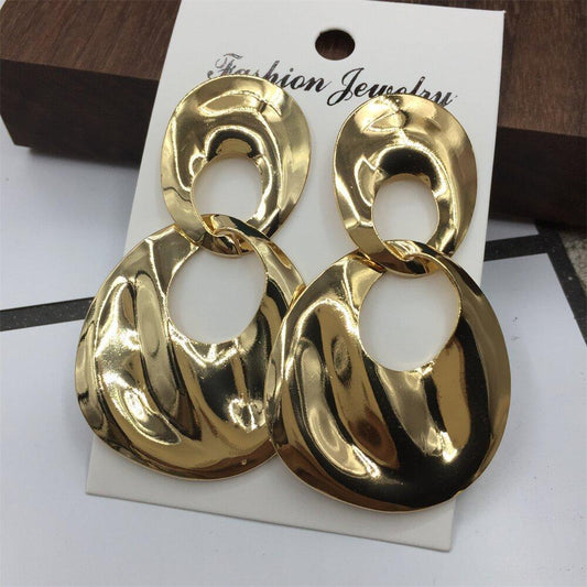 Fashion Water Drop Twisted Ring Earrings Birthday Party Night Performance Earrings Jewelry Stall