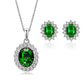 Fashion Women Rhinestone Emerald Gemstone Pendant Necklace Earrings Set Head Jewelry