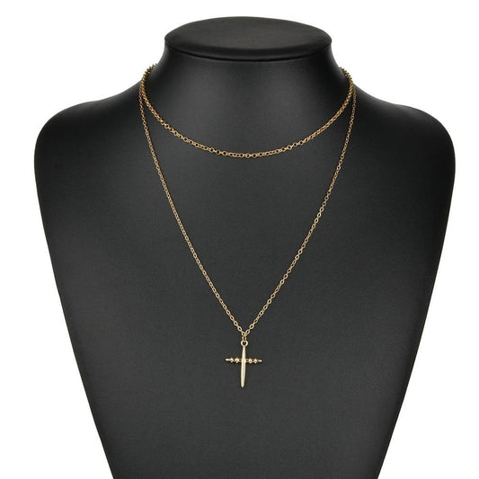 Fashion Simple Cross Pendant Choker Necklace Ladies Alloy Clavicle Chain Accessories