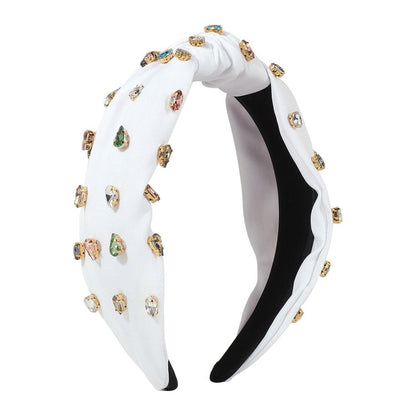 F221 wide-brimmed fabric headband fashion stained glass diamond knotted headband versatile hair accessories