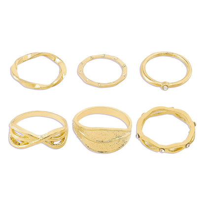 R78 Personality Cold Leaf Ring Set 8-character Plain Circle Personality Small People Design Sense Ring Female